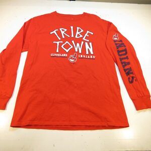 FANATICS CLEVELAND INDIANS MLB BASEBALL TRIBE TOWN TEE T SHIRT Mens M Red